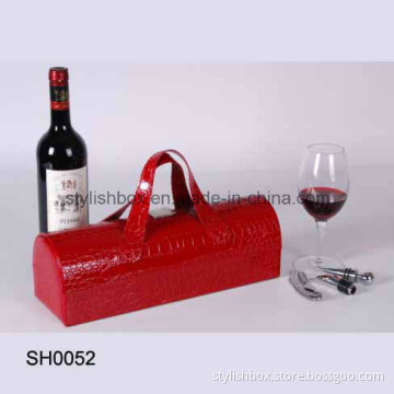 Red Croc. PU Wine Box with Handle (SH0052)